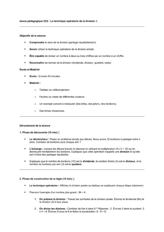 technique operatoire division au ce2